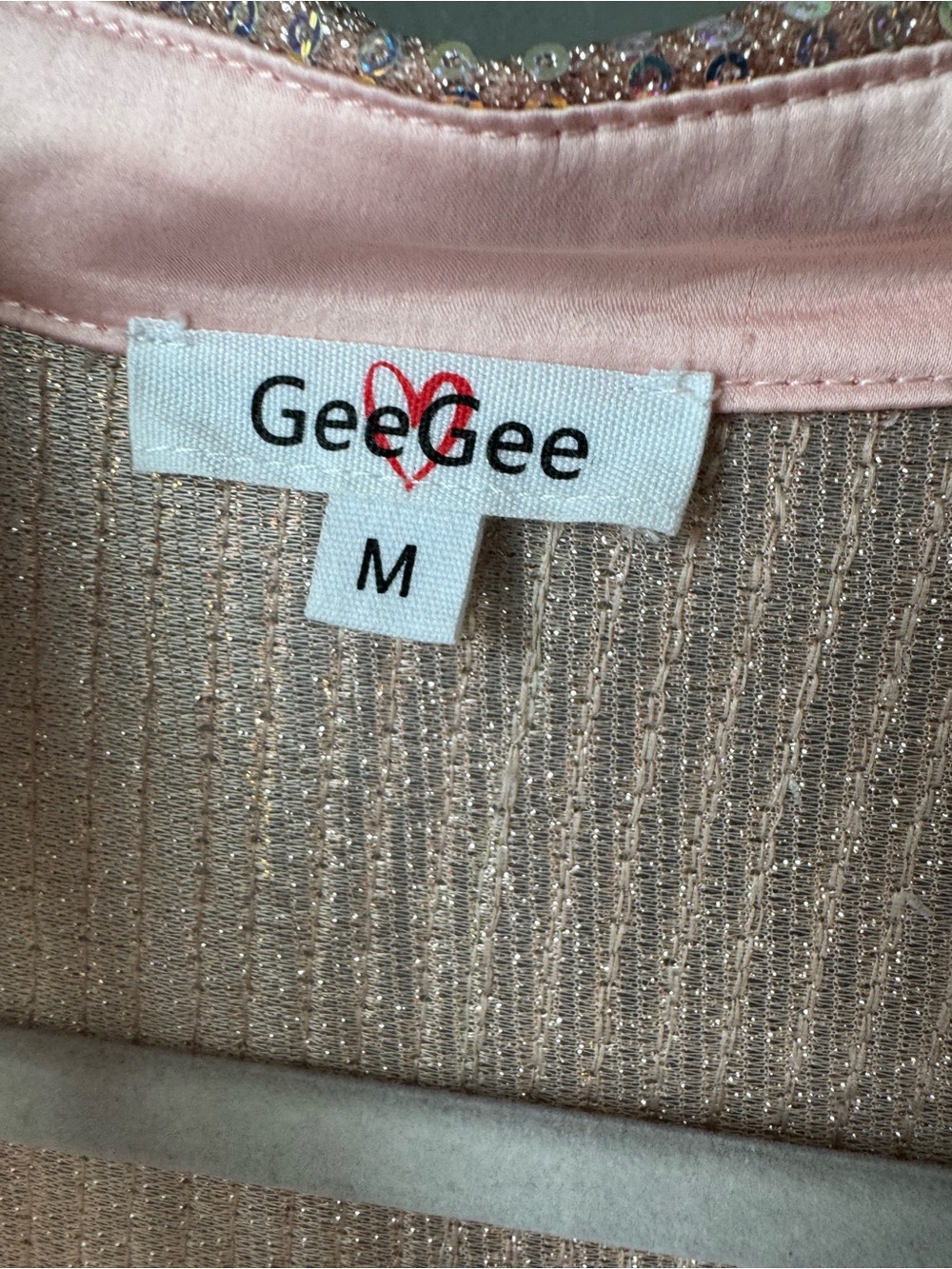 GeeGee Pink Sequin-Front Button-Up Blouse - Picture 2 of 4